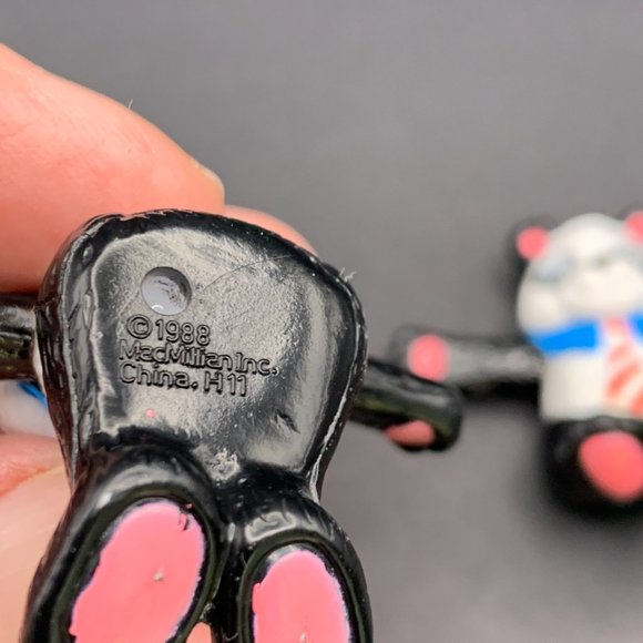 Vintage 1980’s Happy Panda Bear With Red Stripe Tie PVC Figure Cake Toppers - Picture 3 of 11